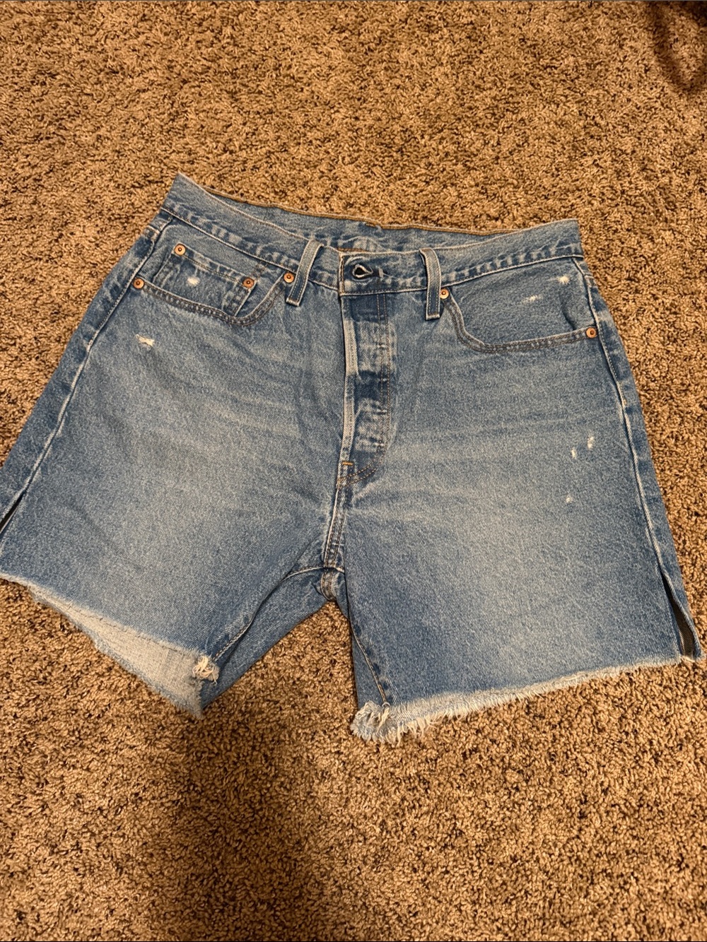 Levi's Light Blue Distressed Denim Cutoff Shorts